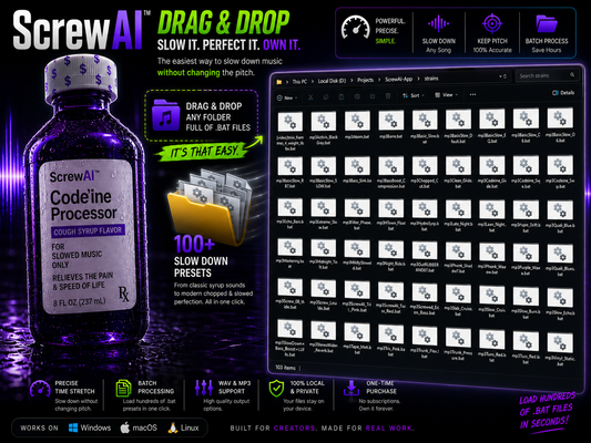 ScrewAI™ Drop Processor — Drag-and-Render Slowdown Tool (Windows BAT)