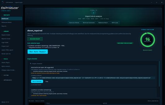 NoDAW CoProducer PRO — Audio Analysis, Auto Repair & Release QC