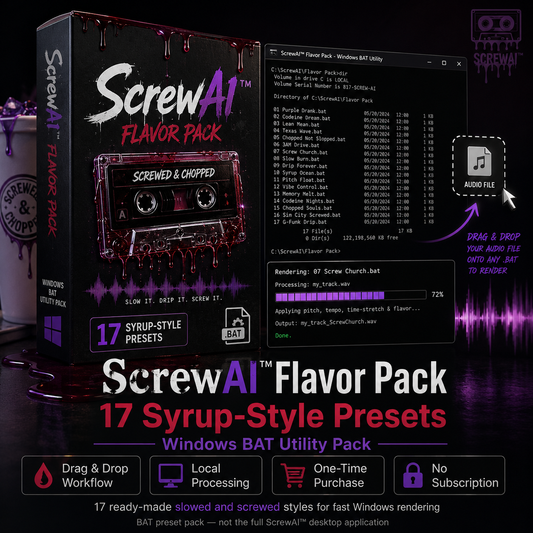 ScrewAI™ Flavor Pack — 17 Syrup-Style Presets (Windows BAT)